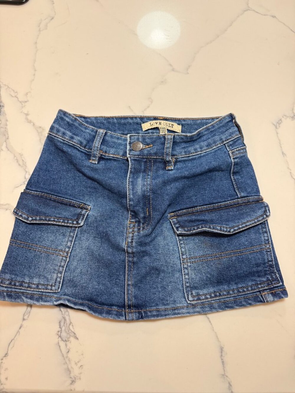 Love Cult Blue Denim Cargo Mini Skirt Womens XXS